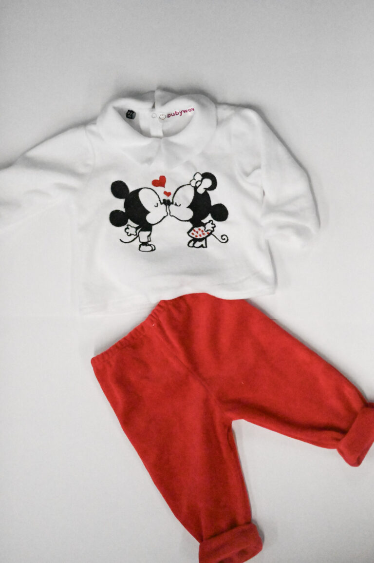 Tutina ciniglia 2 pezzi Minnie e Topolino baby